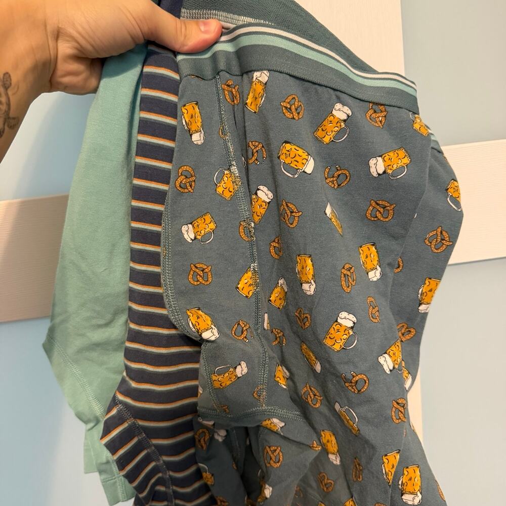 Lands' End Men's Boxer Briefs 3-Pack Beer & Pretzel Print, Stripe, Solid Size L